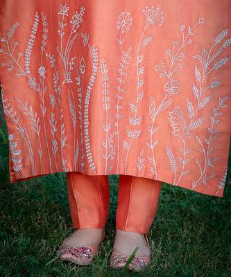 Orange Embroidered Suit Set 5