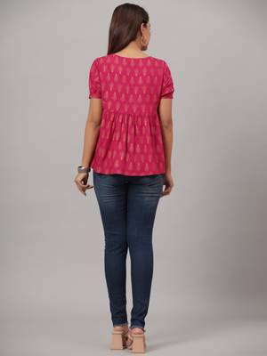 RAYON PRINTED FLARED TOP 2