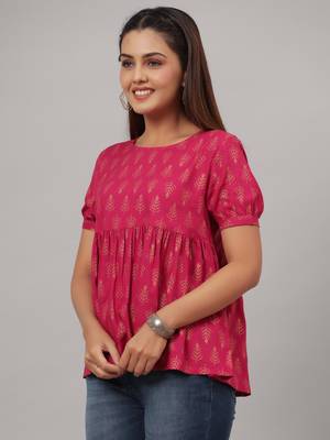 RAYON PRINTED FLARED TOP 4