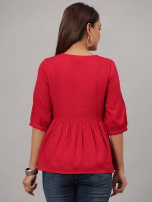 RAYON EMBROIDERY FLARED TOP 2