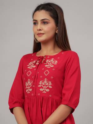 RAYON EMBROIDERY FLARED TOP 5
