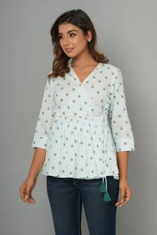 COTTON PRINTED ANGRAKHA TOP