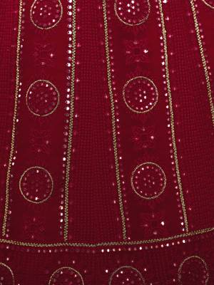 RANI PINK SEQUINS & THREAD EMBROIDERED GEORGETTE FESTIVE BRIDAL WEDDING & PARTY WEAR SEMI STITCHED LEHENGA 5