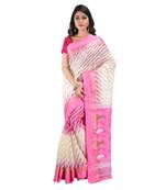 Aishani Collection Women'S Cotton Silk Dhakai Jamdani Saree Without Bp - Pink White Without Blouse