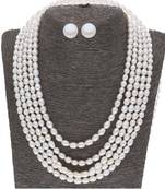 5 Line Plain Oval Pearl Set
