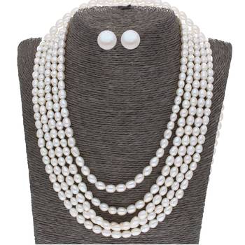 5 Line Plain Oval Pearl Set 2