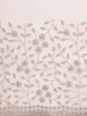 Beige Embroidered Net Saree With Blouse 4