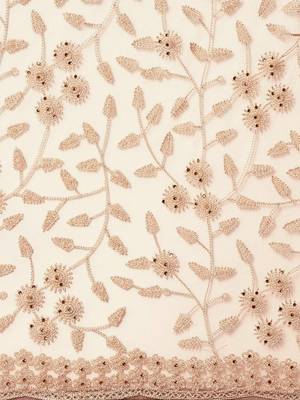 Beige Embroidered Net Saree With Blouse 4