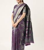 Purple Woven Art Silk Saree With Blouse