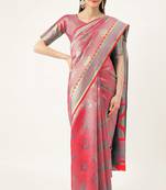 Pink woven  Art Silk saree with blouse