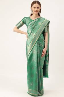 Green Woven  Art Silk Saree With Blouse