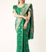 Green woven faux kanchipuram Art Silk saree with blouse