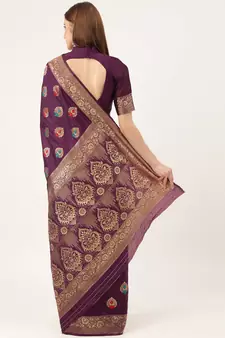 Purple woven faux kanchipuram Art Silk saree with blouse