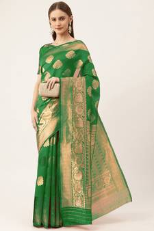 Green Woven  Art Silk Saree With Blouse