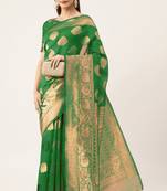 Green Woven Art Silk Saree With Blouse