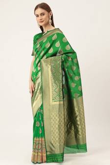 Green Woven  Art Silk Saree With Blouse