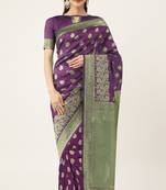 Purple Woven Art Silk Saree With Blouse