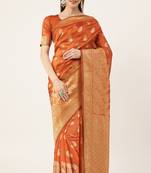 Orange woven  Art Silk saree with blouse