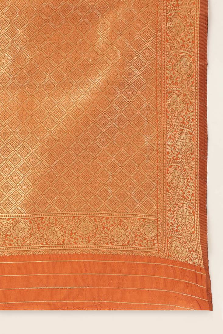 Orange woven  Art Silk saree with blouse