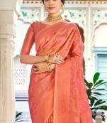 GAJRI Colour Soft Handloom Zari Weaving Silk Saree
