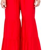 PAVONINE Red Color Solid 3-Panels Flared Sharara