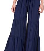 PAVONINE Navy Blue Color Solid 3-Panels Flared Sharara