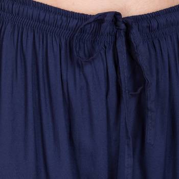 PAVONINE Navy Blue Color Solid 3-Panels Flared Sharara 4