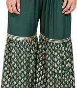 PAVONINE Bottle Green Color 3-Panels Sequence Printed Flared Sharara For Women & Girls