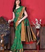 Design Green Zari Woven Cotton Silk Saree With Blouse For Women
