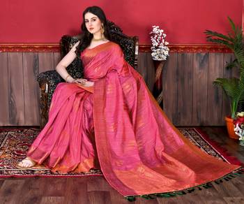 Korams Design Pink Zari Woven Cotton Silk Saree with Blouse for Women 3