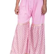PAVONINE Pink Color 3-Panels Sequence Printed Flared Sharara For Women & Girls