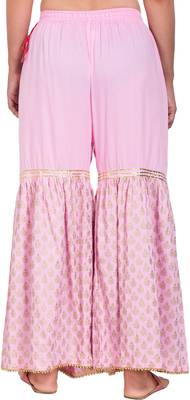 PAVONINE Pink Color 3-Panels Sequence Printed Flared Sharara For Women & Girls 2
