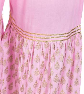 PAVONINE Pink Color 3-Panels Sequence Printed Flared Sharara For Women & Girls 4