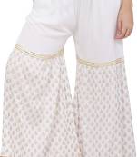 PAVONINE White Color 3-Panels Sequence Printed Flared Sharara For Women & Girls