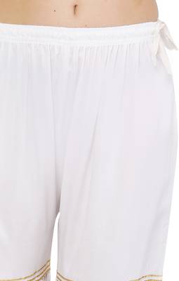 PAVONINE White Color 3-Panels Sequence Printed Flared Sharara For Women & Girls 4