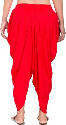 PAVONINE Red Color Solid Beetel Rayon Fabric Patiala For Women & Girls 2
