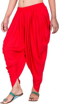 PAVONINE Red Color Solid Beetel Rayon Fabric Patiala For Women & Girls 3