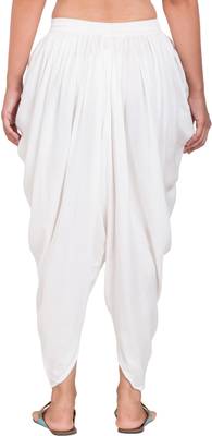 PAVONINE White Color Solid Beetel Rayon Fabric Patiala For Women & Girls 2