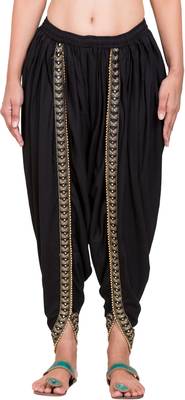 PAVONINE Black Color Embellished Beetel Rayon Fabric Patiala For Women & Girls 1