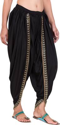 PAVONINE Black Color Embellished Beetel Rayon Fabric Patiala For Women & Girls 3
