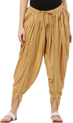 PAVONINE Beige Color Embellished Beetel Rayon Fabric Patiala For Women & Girls 1