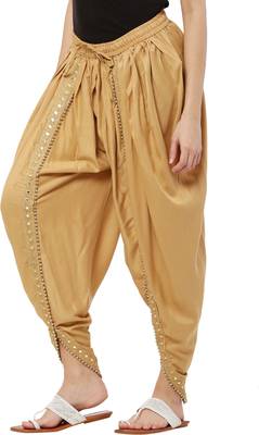 PAVONINE Beige Color Embellished Beetel Rayon Fabric Patiala For Women & Girls 3