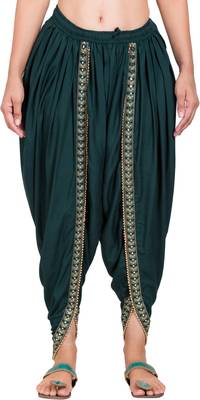 PAVONINE Bottle Green Color Embellished Beetel Rayon Fabric Patiala For Women & Girls 1