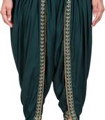 PAVONINE Bottle Green Color Embellished Beetel Rayon Fabric Patiala For Women & Girls