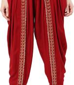 PAVONINE Maroon Color Embellished Beetel Rayon Fabric Patiala For Women & Girls