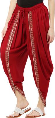 PAVONINE Maroon Color Embellished Beetel Rayon Fabric Patiala For Women & Girls 3