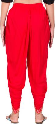 PAVONINE Red Color Embellished Beetel Rayon Fabric Patiala For Women & Girls 2