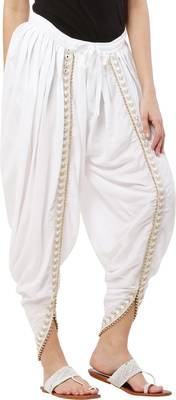 PAVONINE WHite Color Embellished Beetel Rayon Fabric Patiala For Women & Girls 1