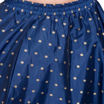 PAVONINE Navy Blue Color Golden Zari Work Satan Fabric Maxi Skirt For Women 4