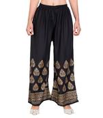 PAVONINE Black Color Golden Printed Rayon Fabric Sharara For Girls & women